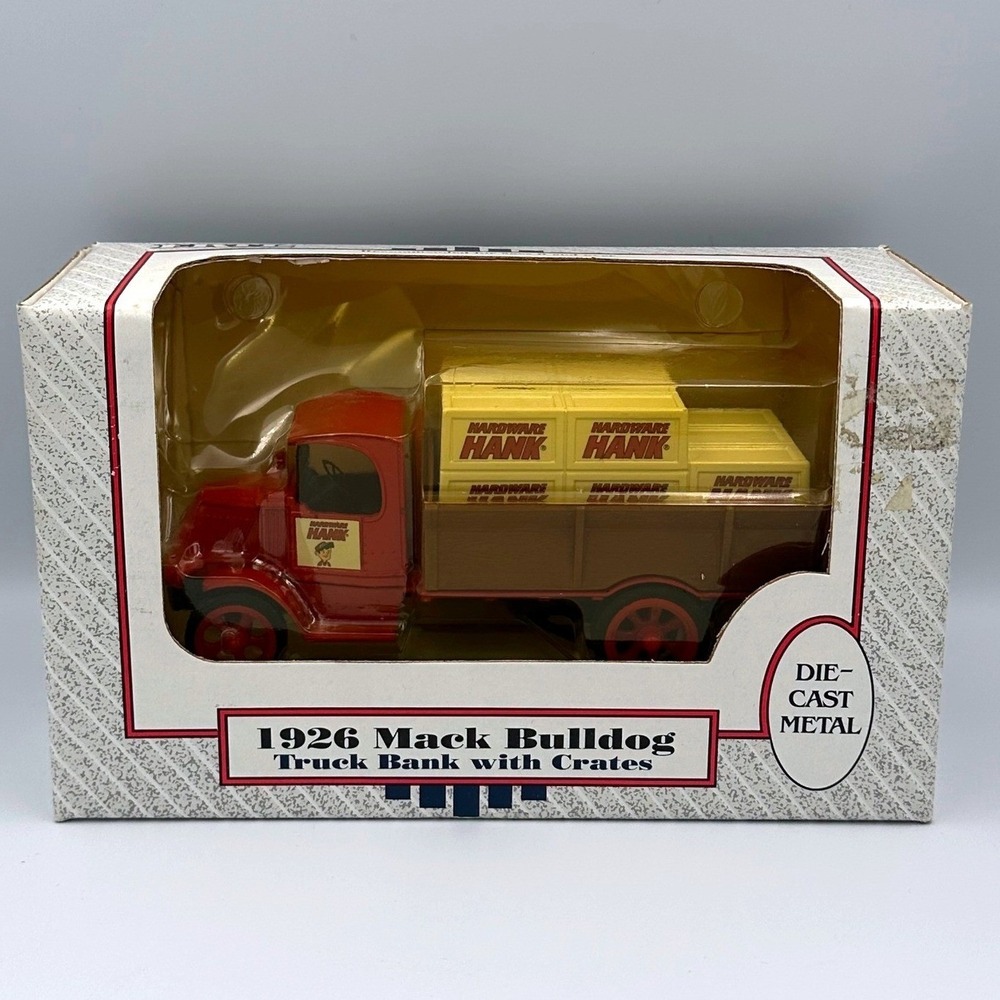 VTG ERTL 1926 Mack Bulldog Truck Coin Bank Hardware Hank Die Cast Metal NIB USA